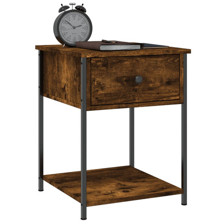 Vidaxl nachtkastje 44x45x58 cm bewerkt hout gerookt eikenkleurig