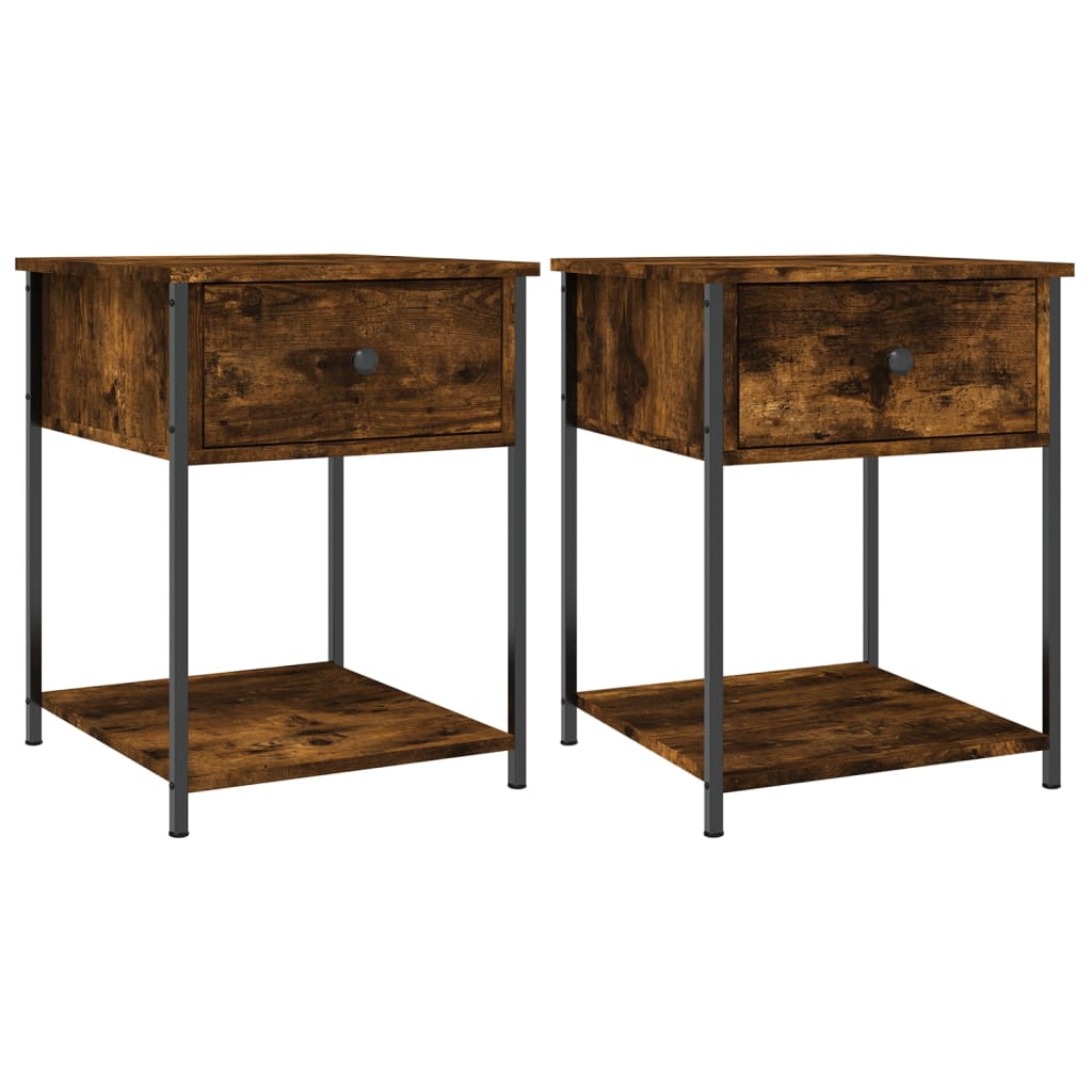 Vidaxl nachtkastjes 2 st 44x45x58 cm bewerkt hout gerookt eikenkleurig
