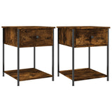 Vidaxl nachtkastjes 2 st 44x45x58 cm bewerkt hout gerookt eikenkleurig