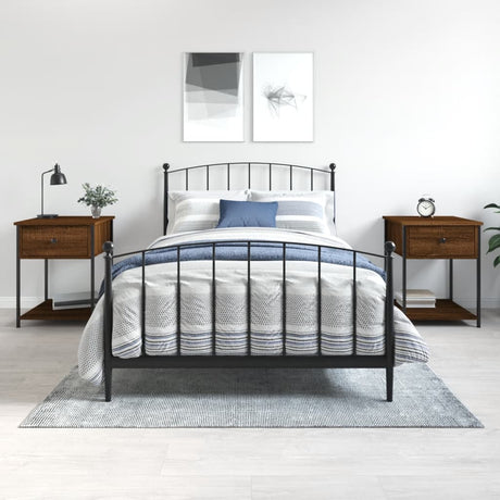 Vidaxl nachtkastjes 2 st 44x45x58 cm bewerkt hout bruin eikenkleur