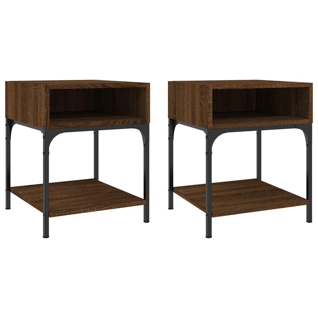 Vidaxl nachtkastjes 2 st 40x41x50 cm bewerkt hout bruin eikenkleur