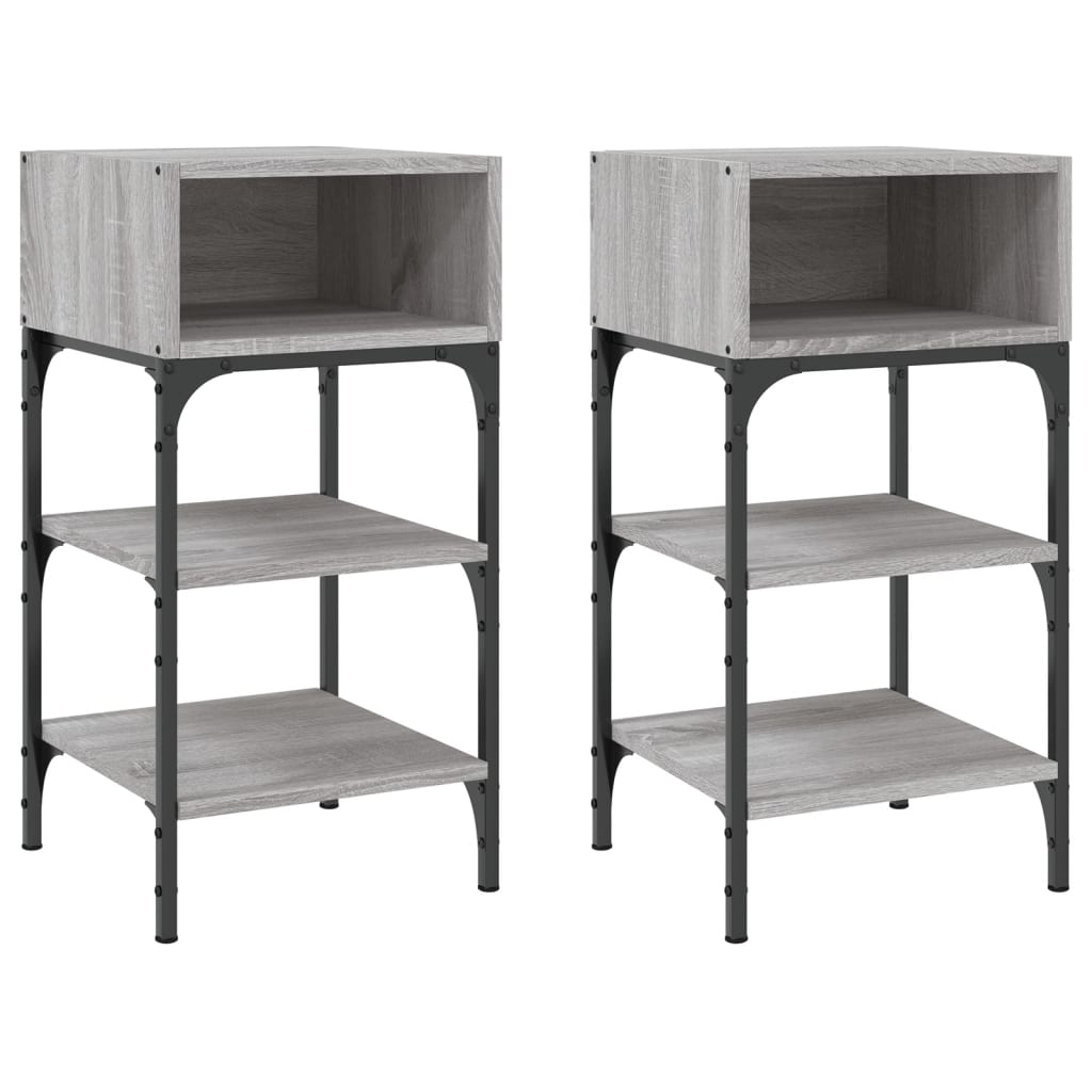 Vidaxl nachtkastjes 2 st 35x34,5x70 cm bewerkt hout grijs sonoma eiken
