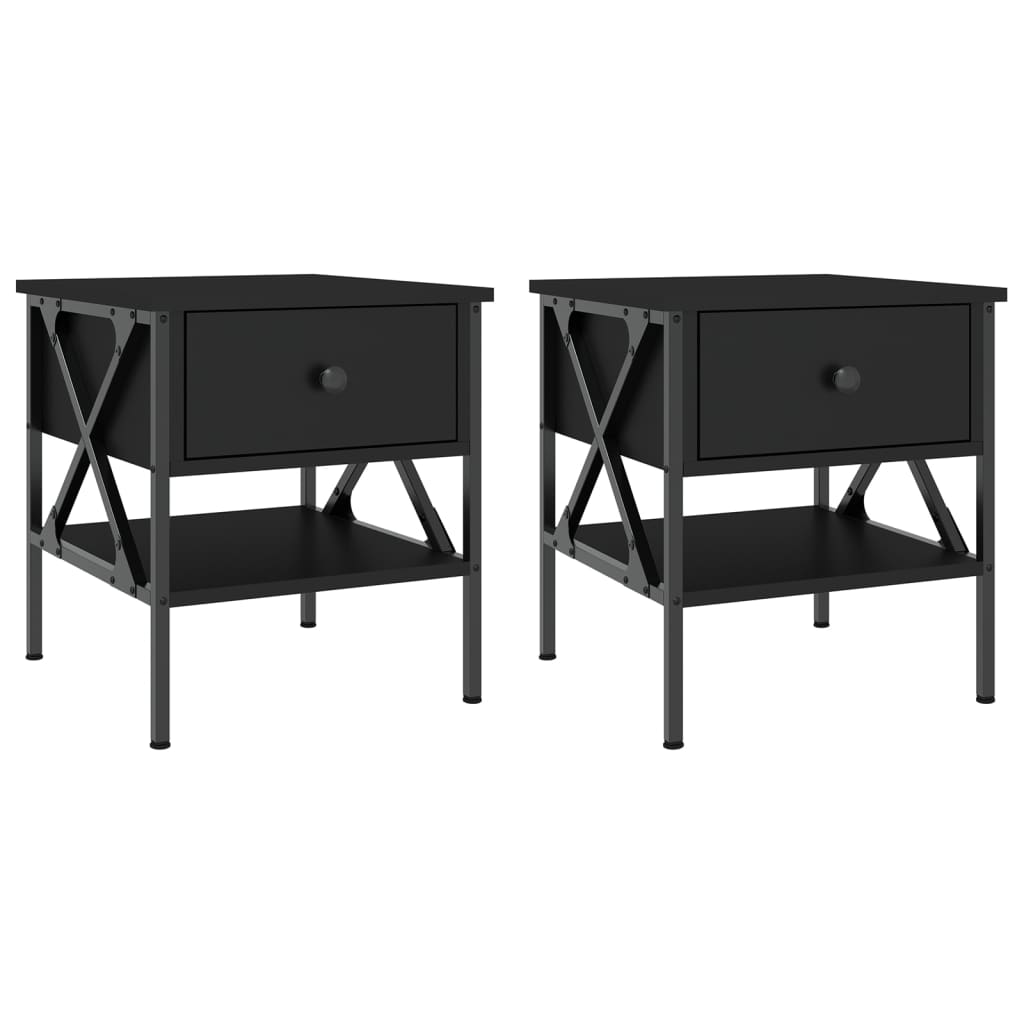 Vidaxl nachtkastjes 2 st 40x42x45 cm bewerkt hout zwart