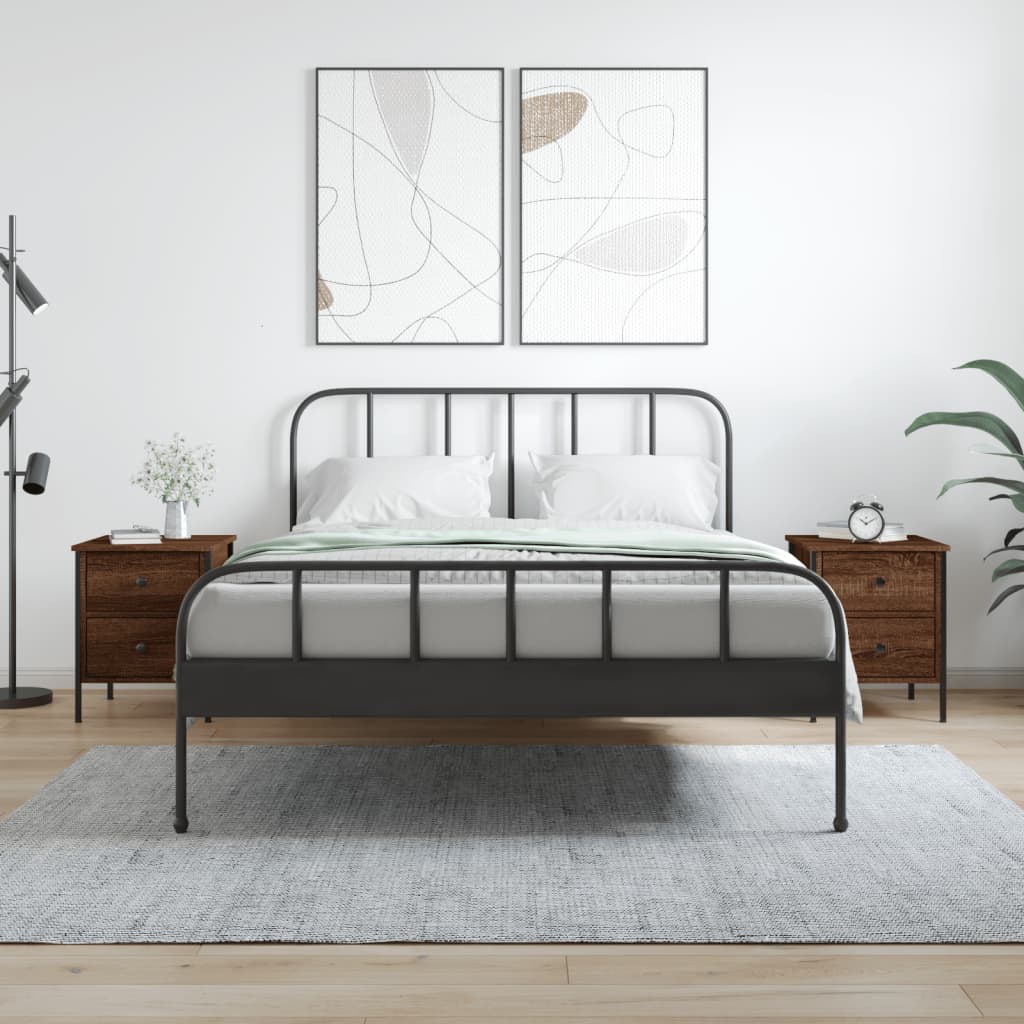 Vidaxl nachtkastjes 2 st 40x42x50 cm bewerkt hout bruin eikenkleur
