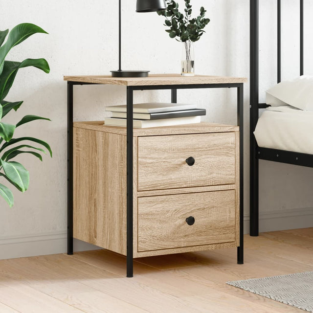 Vidaxl nachtkastje 44x45x60 cm bewerkt hout sonoma eikenkleurig