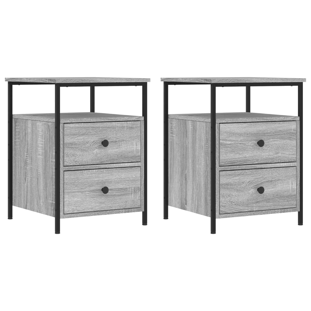 Vidaxl nachtkastjes 2 st 44x45x60 cm bewerkt hout grijs sonoma eiken