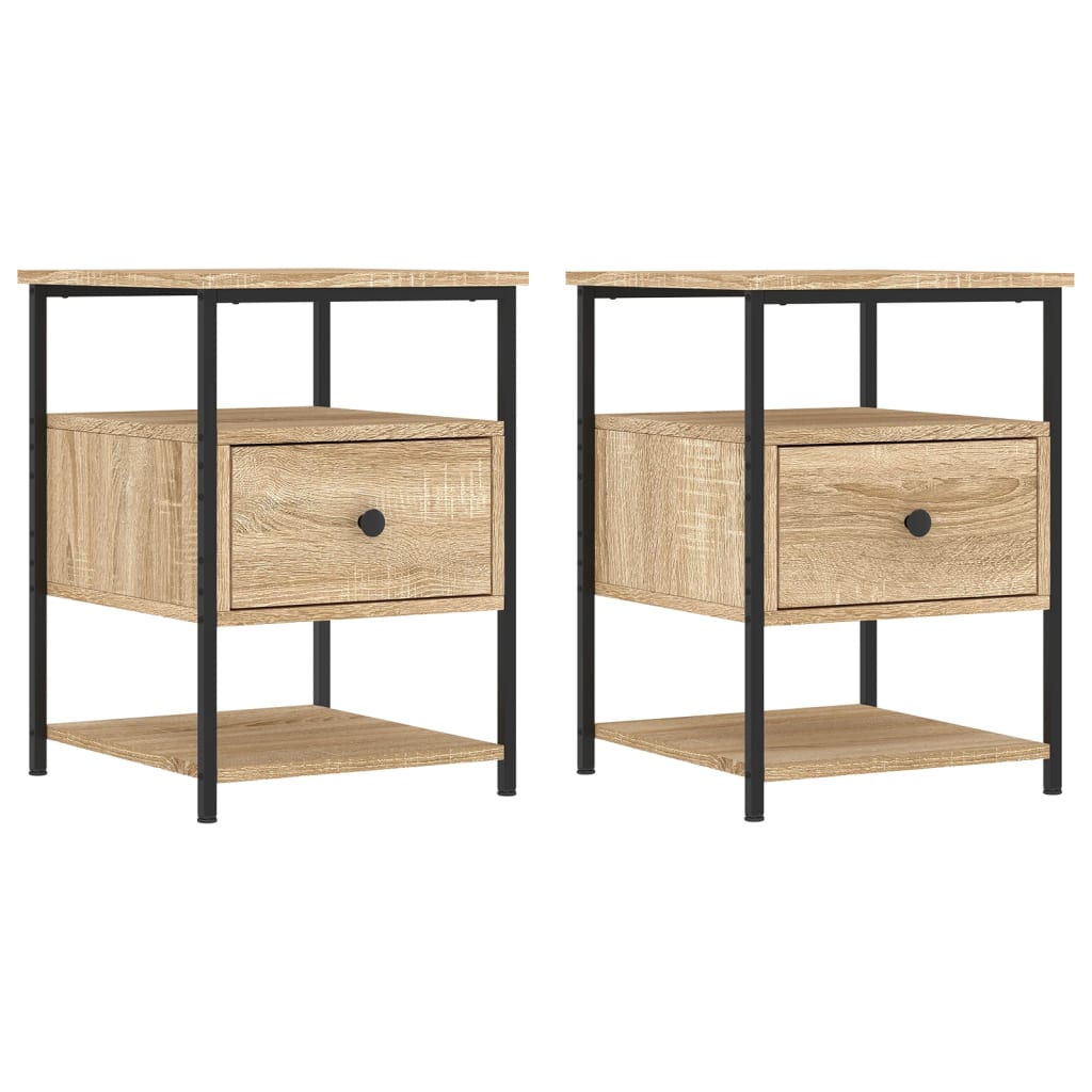 Vidaxl nachtkastjes 2 st 40x42x56 cm bewerkt hout sonoma eikenkleurig