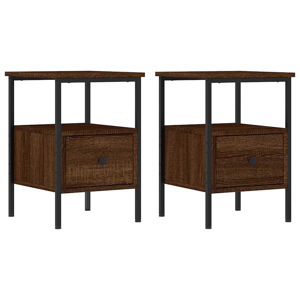 Vidaxl nachtkastjes 2 st 34x36x50 cm bewerkt hout bruin eikenkleur