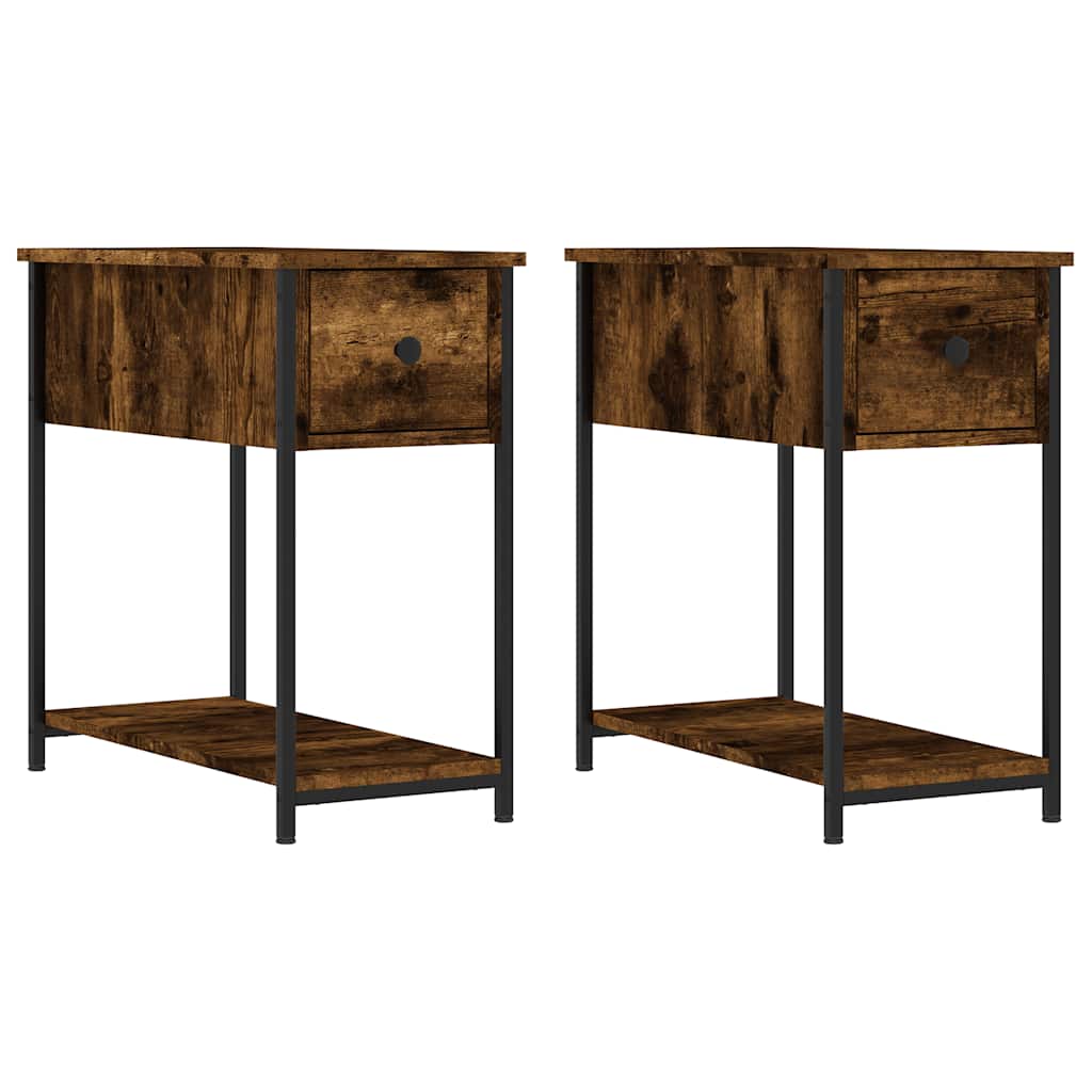 Vidaxl nachtkastjes 2 st 30x60x60 cm bewerkt hout gerookt eikenkleurig