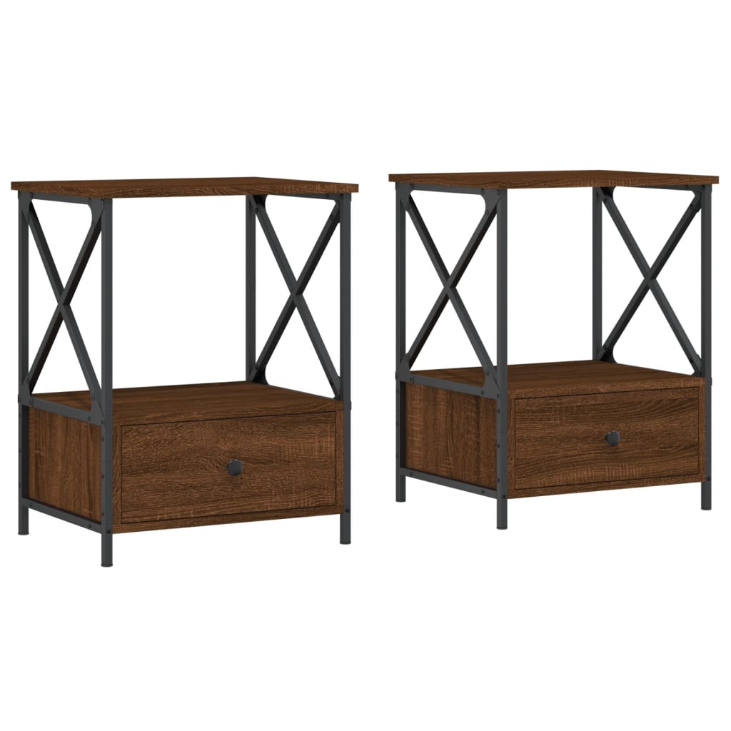 Vidaxl nachtkastjes 2 st 50x41x65 cm bewerkt hout bruin eikenkleur