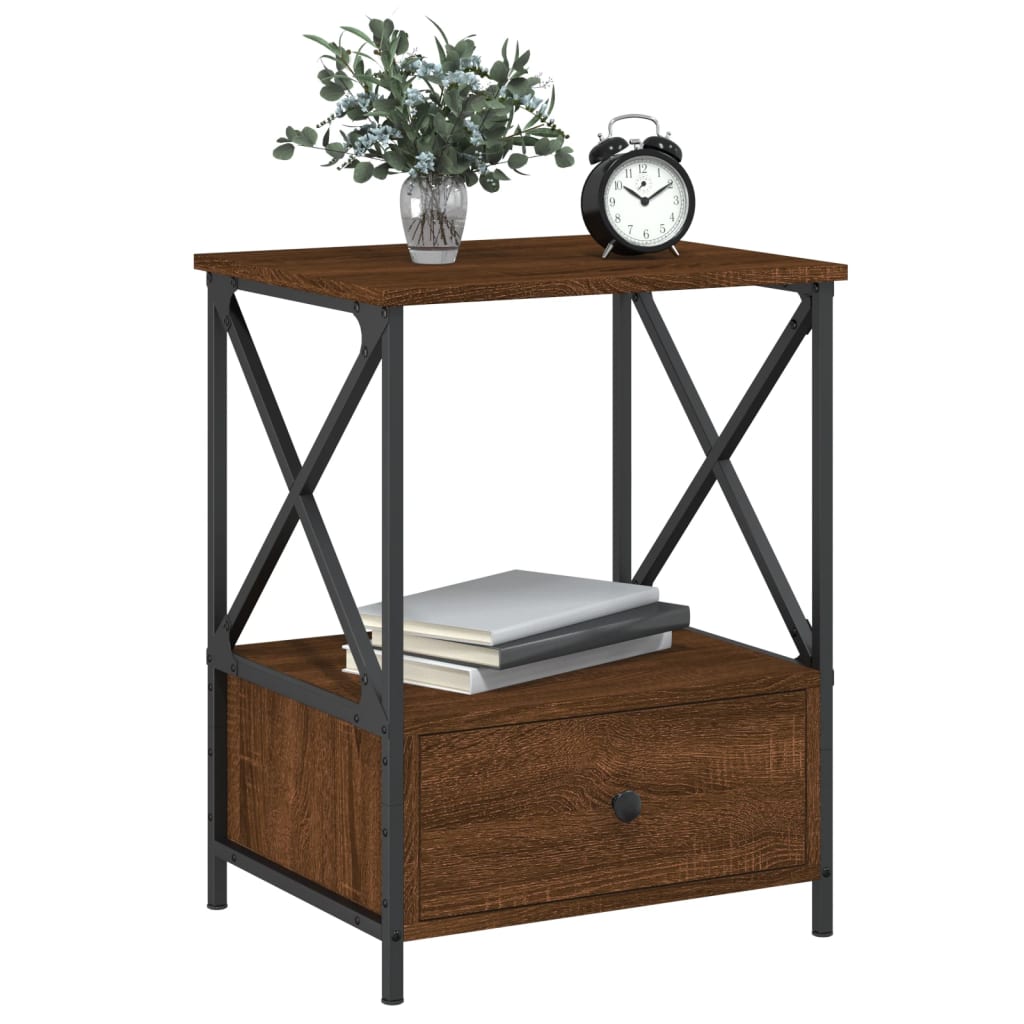 Vidaxl nachtkastjes 2 st 50x41x65 cm bewerkt hout bruin eikenkleur