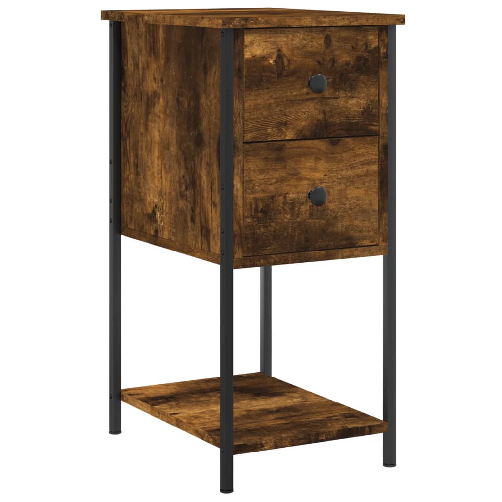 Vidaxl nachtkastjes 2 st 32x42x70 cm bewerkt hout gerookt eikenkleurig