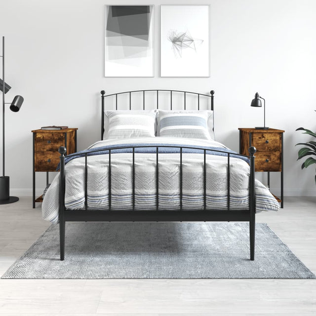 Vidaxl nachtkastjes 2 st 32x42x70 cm bewerkt hout gerookt eikenkleurig