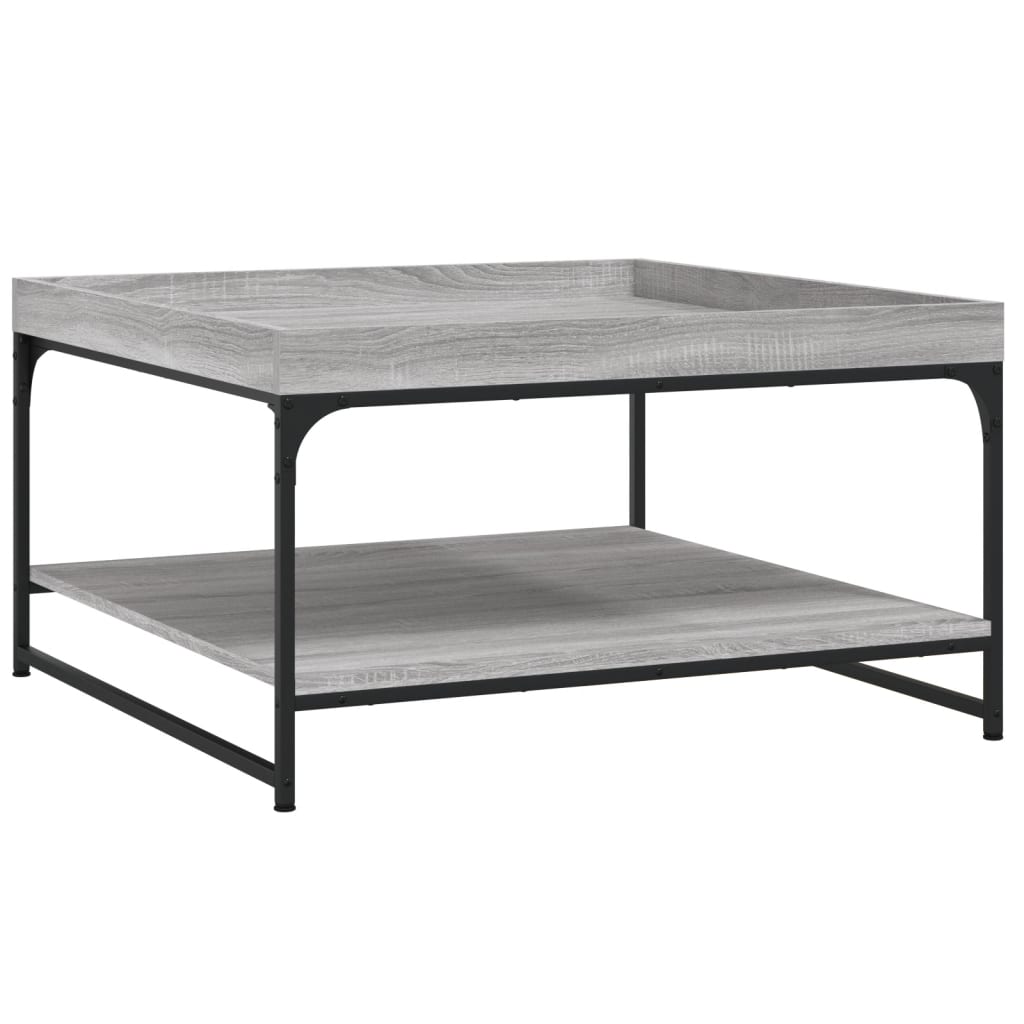 Vidaxl salontafel 80x80x45 cm bewerkt hout en ijzer grijs sonoma eiken