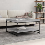 Vidaxl salontafel 80x80x45 cm bewerkt hout en ijzer grijs sonoma eiken