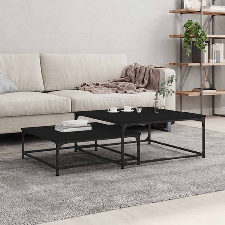 Vidaxl 2-delige tafeltjesset bewerkt hout zwart