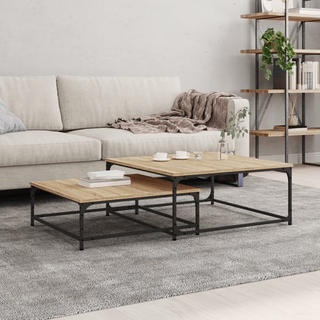 Vidaxl 2-delige tafeltjesset bewerkt hout sonoma eikenkleurig