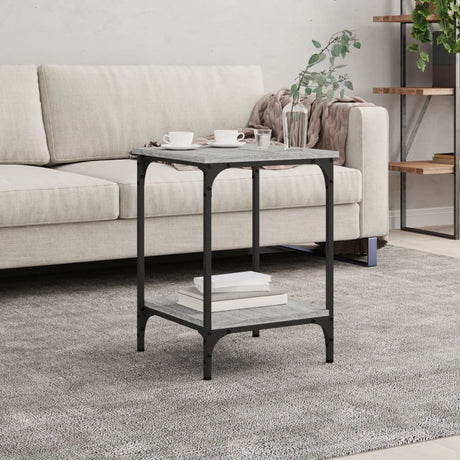 Vidaxl salontafel 40x40x55 cm bewerkt hout grijs sonoma eikenkleurig