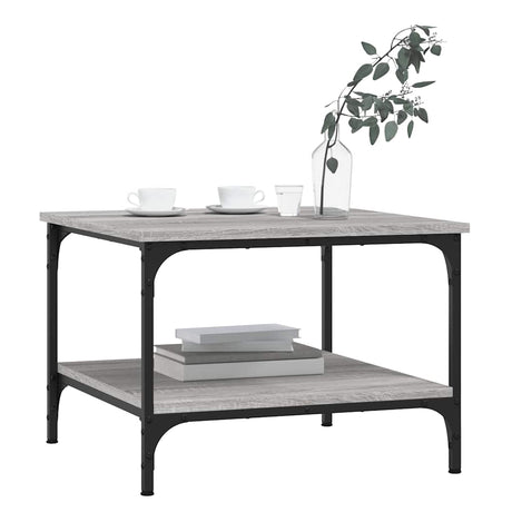 Vidaxl salontafel 55x55x40 cm bewerkt hout grijs sonoma eikenkleurig