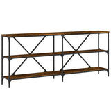 Vidaxl wandtafel 180x30x75 cm bewerkt hout en ijzer gerookt eikenkleur
