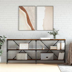 Vidaxl wandtafel 180x30x75 cm bewerkt hout en ijzer gerookt eikenkleur