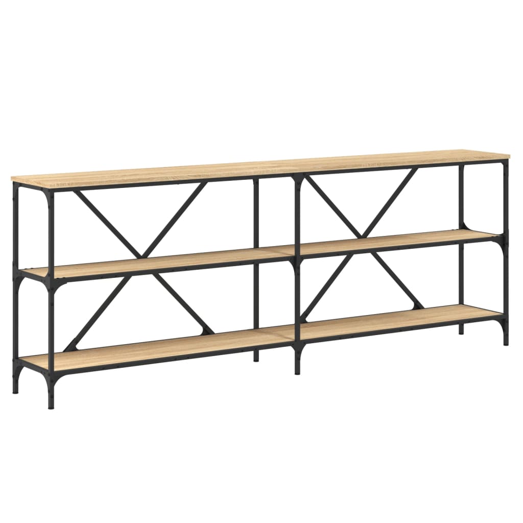 Vidaxl wandtafel 200x30x75 cm bewerkt hout en ijzer sonoma eikenkleur