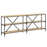 Vidaxl wandtafel 200x30x75 cm bewerkt hout en ijzer sonoma eikenkleur