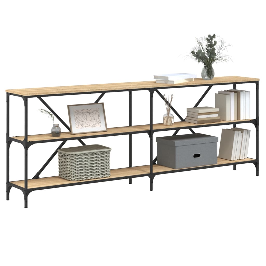 Vidaxl wandtafel 200x30x75 cm bewerkt hout en ijzer sonoma eikenkleur