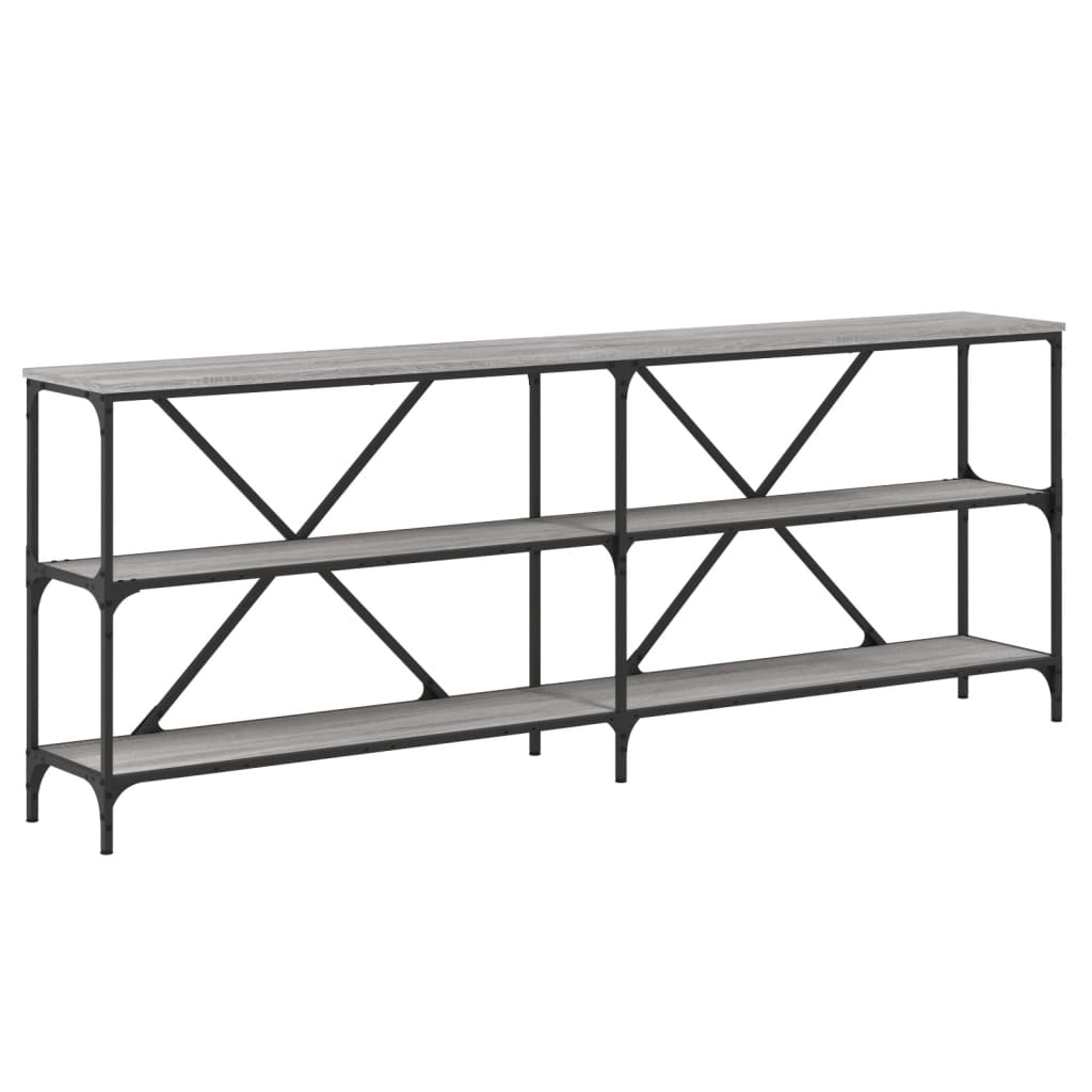 Vidaxl wandtafel 200x30x75 cm bewerkt hout en ijzer grijs sonoma eiken