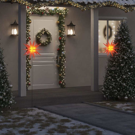 VidaXL Weihnachtsbeleuchtung mit Erdspieß und LEDs 3 Stück 57 cm rot