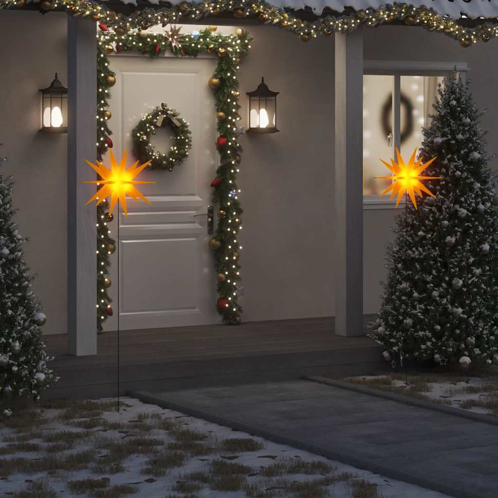 Vidaxx Weihnachtsbeleuchtung mit Erdspieß und LEDs 3 Stück 57 cm gelb