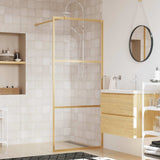 Vidaxx begehbare Duschwand transparent 80x195 cm ESG-Glas goldfarben