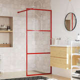 Vidaxx begehbare Duschabtrennung transparent 90x195 cm ESG-Glas rot