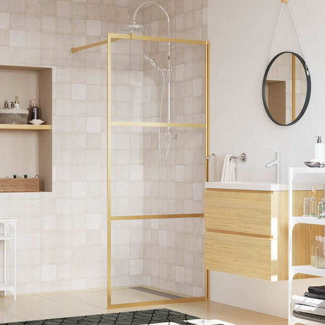 Vidaxx begehbare Duschwand transparent 90x195 cm ESG-Glas goldfarben