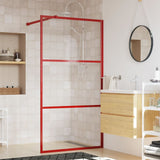 Vidaxx begehbare Duschabtrennung transparent 100x195 cm ESG-Glas rot