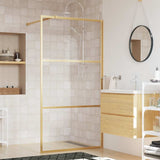 Vidaxx begehbare Duschwand transparent 100x195 cm ESG-Glas goldfarben