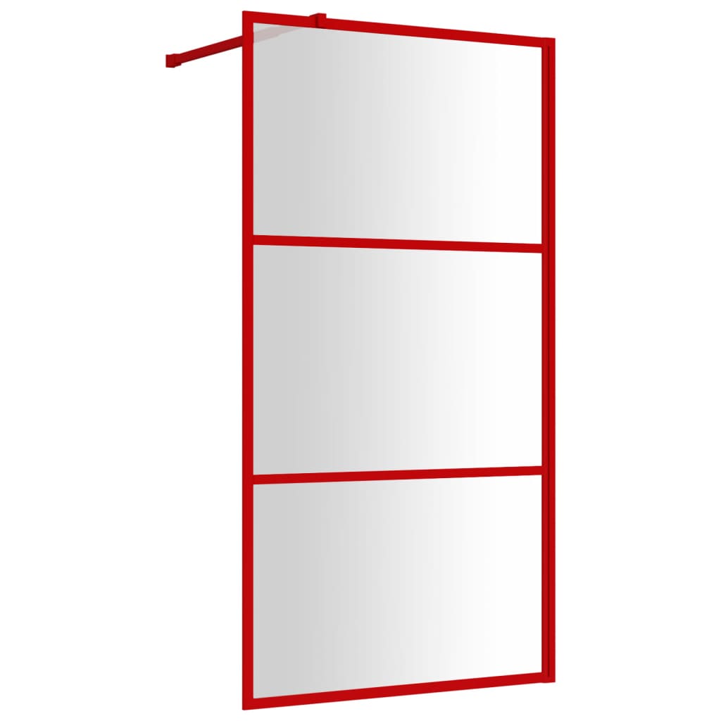VidaXL Walk-in Duschabtrennung transparent 115x195 cm ESG-Glas rot