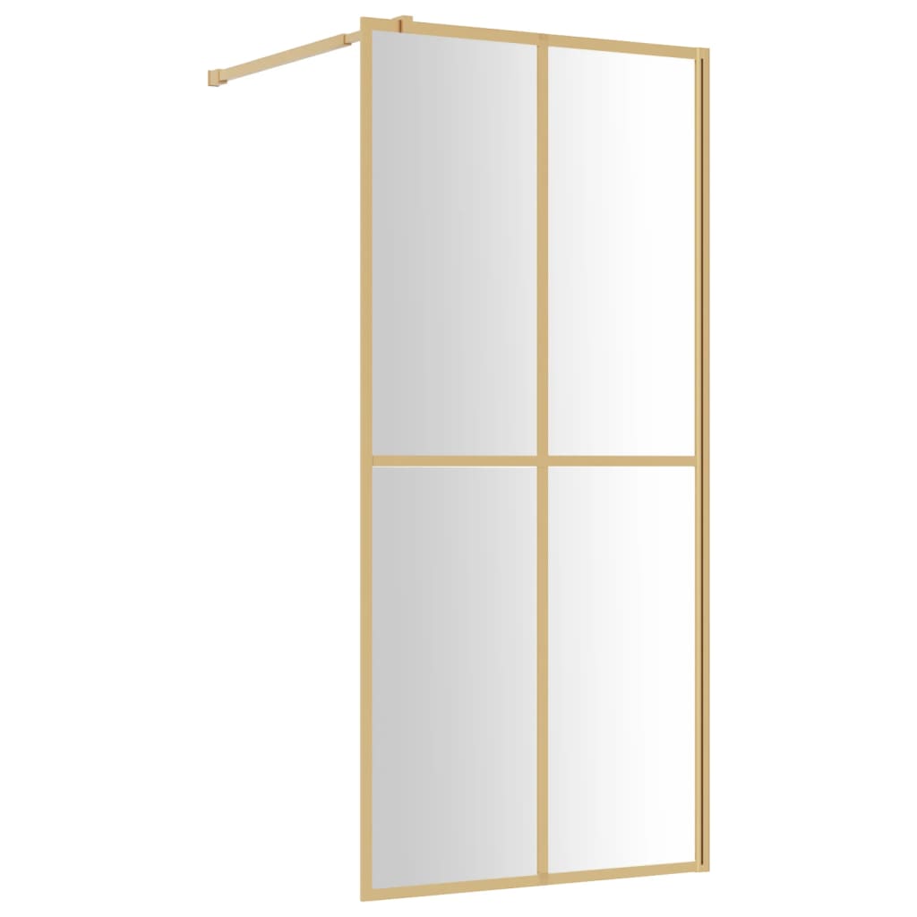 Vidaxx begehbare Duschwand transparent 80x195 cm ESG-Glas goldfarben