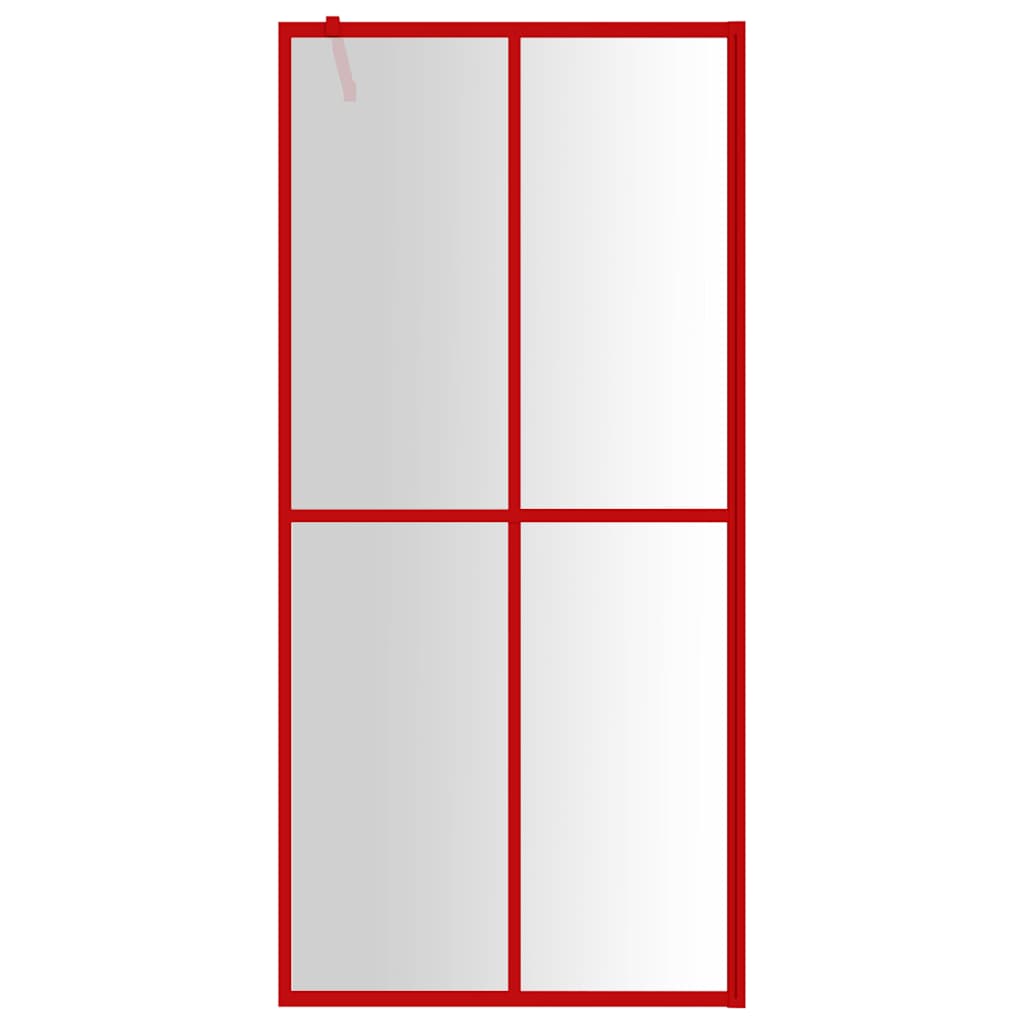 Vidaxx begehbare Duschabtrennung transparent 100x195 cm ESG-Glas rot