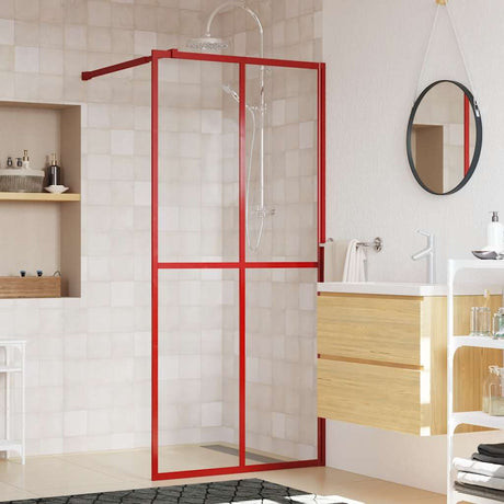 Vidaxx begehbare Duschabtrennung transparent 100x195 cm ESG-Glas rot