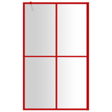 VidaXL Walk-in Duschabtrennung transparent 118x195 cm ESG-Glas rot