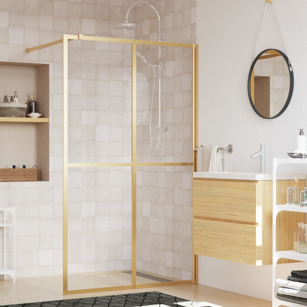 VidaXL Walk-in Duschabtrennung transparent 118x195 cm ESG-Glas goldfarben