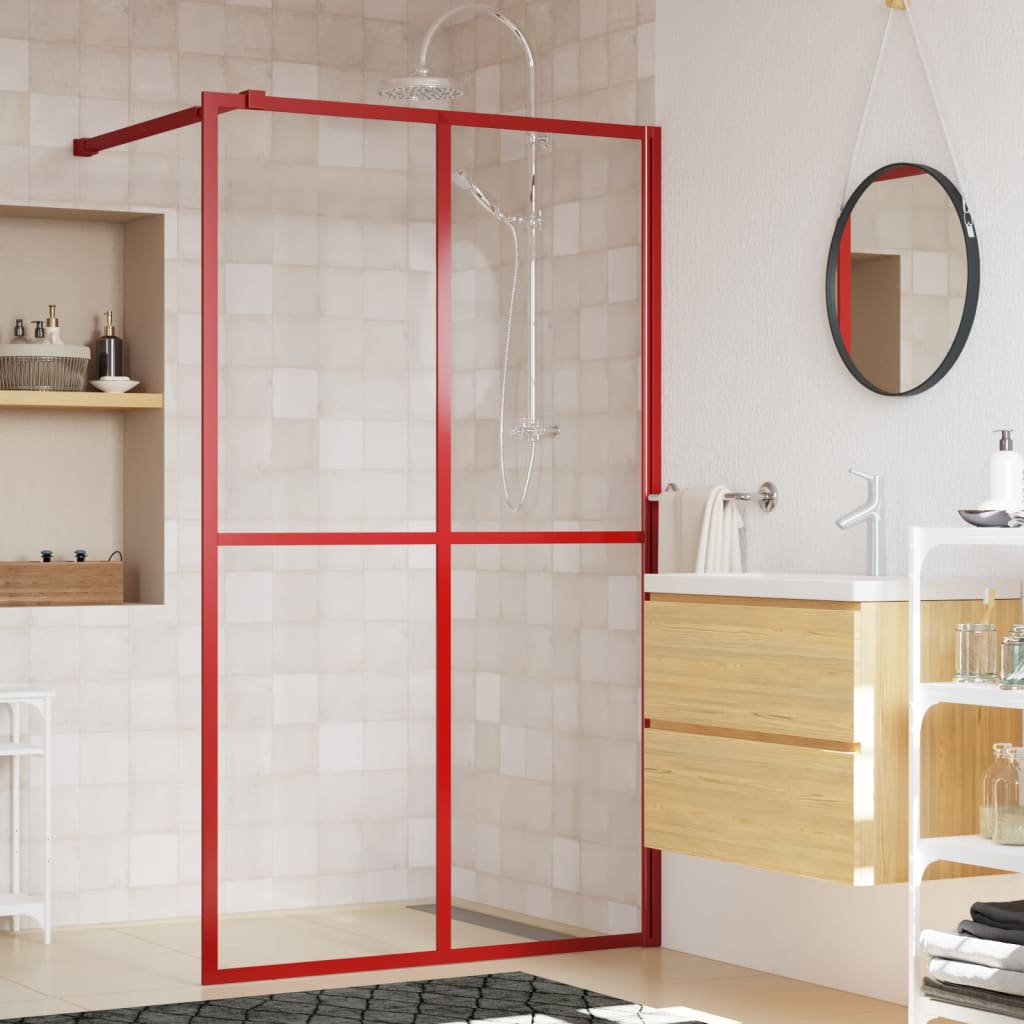 VidaXL Walk-in Duschabtrennung transparent 140x195 cm ESG-Glas rot
