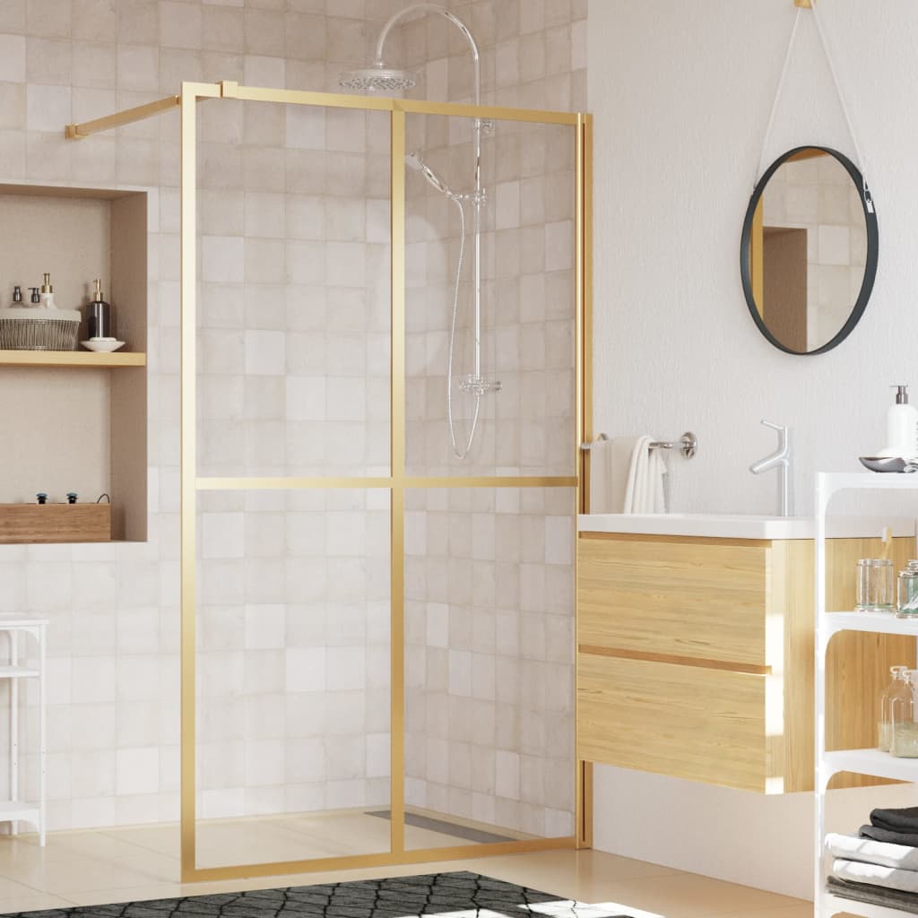 VidaXL Walk-in Duschabtrennung transparent 140x195 cm ESG-Glas goldfarben