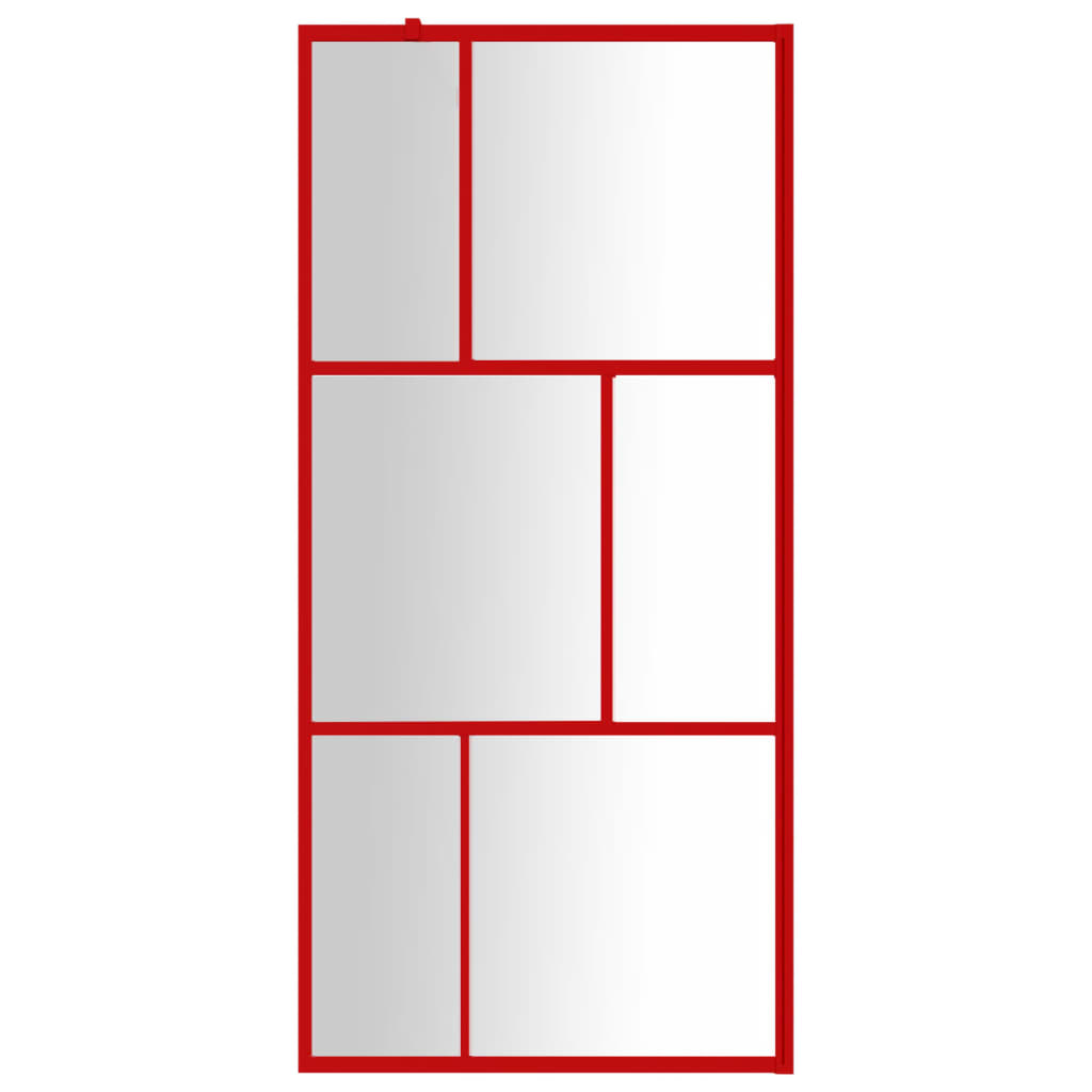 Vidaxx begehbare Duschabtrennung transparent 80x195 cm ESG-Glas rot