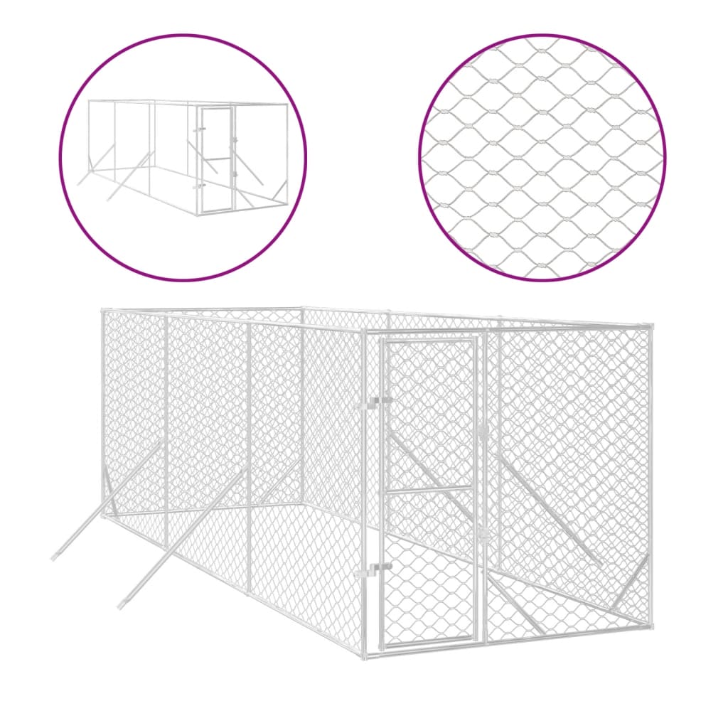 VidaXL Outdoor-Hundezwinger 2x6x2 m aus verzinktem Stahl silber