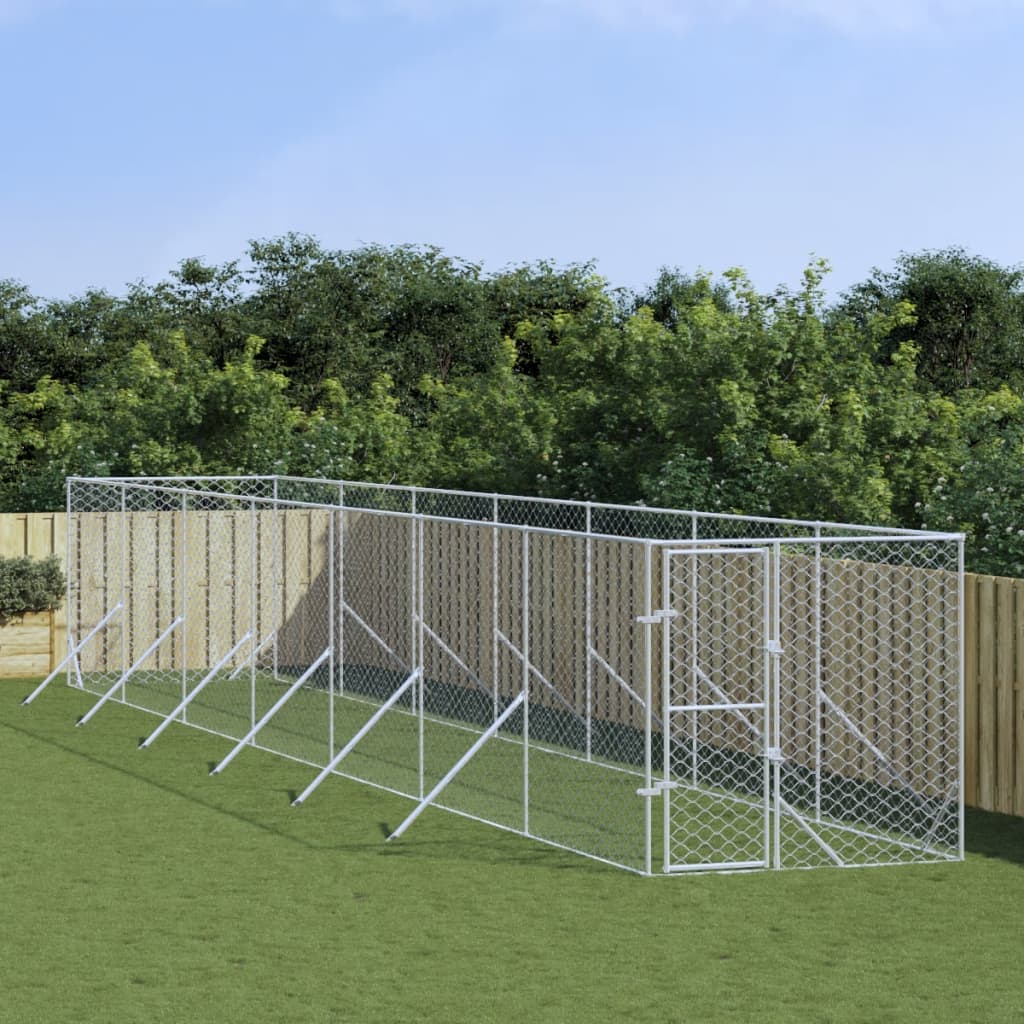 VidaXL Outdoor-Hundezwinger 2x14x2 m aus verzinktem Stahl silber