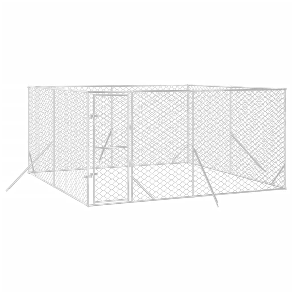 VidaXL Outdoor-Hundezwinger 4x4x2 m aus verzinktem Stahl silber