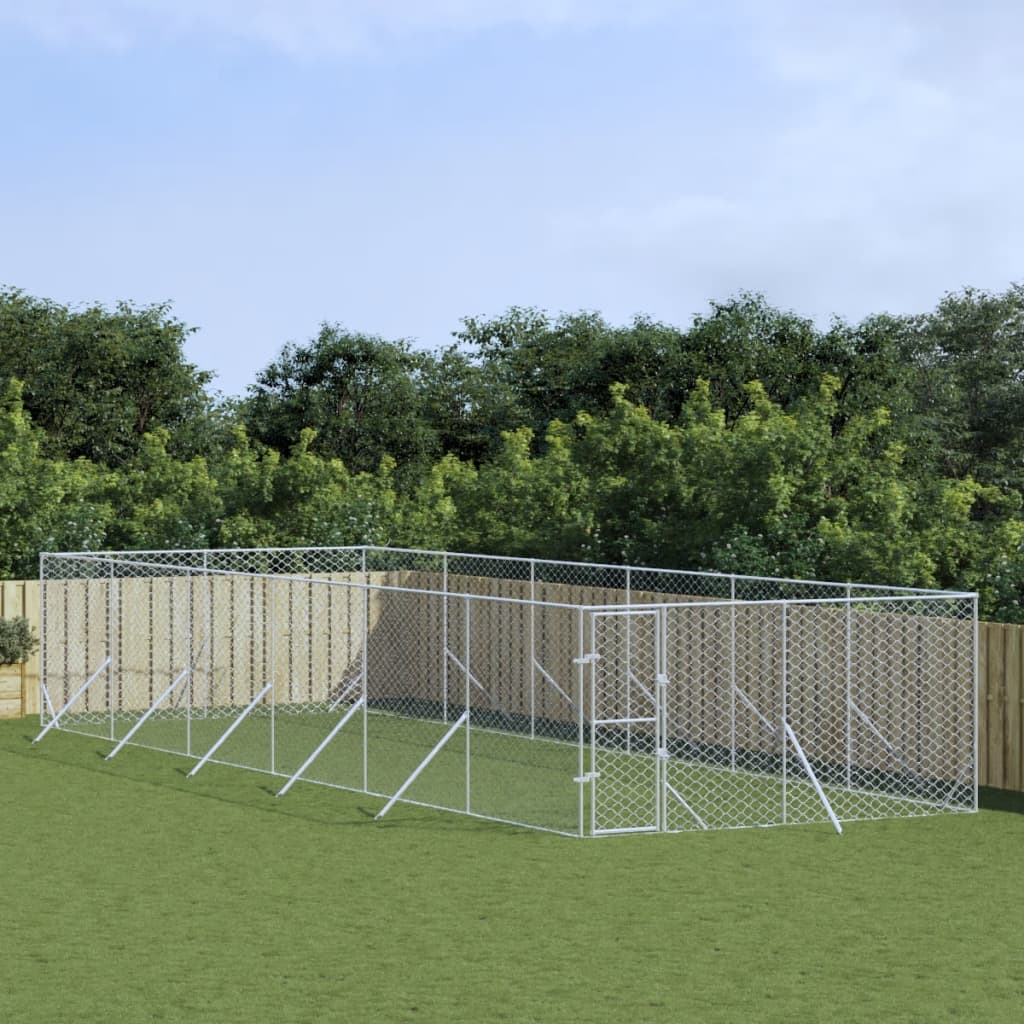 VidaXL Outdoor-Hundezwinger 4x12x2 m aus verzinktem Stahl silber