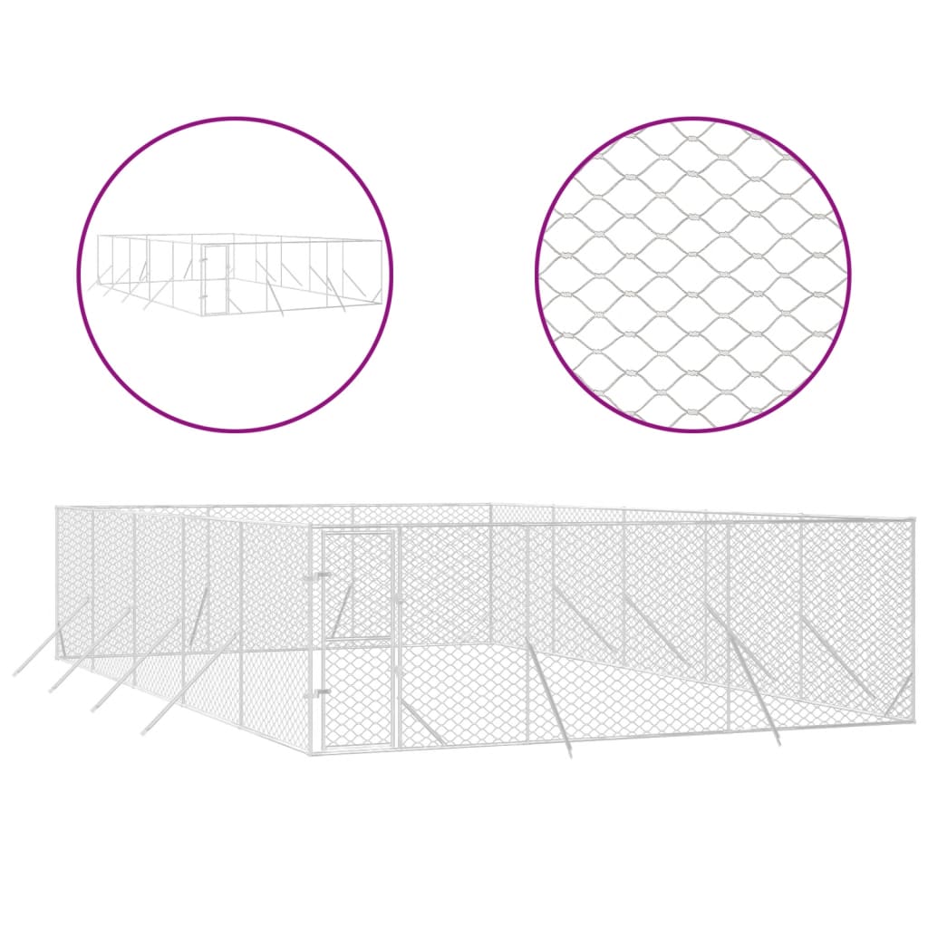 VidaXL Outdoor-Hundezwinger 6x10x2 m aus verzinktem Stahl silber